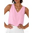 thumbnail image 3 of Women'S Crop Tank Tops Spring Summer Sleeveless V Neck Cropped Casual Beach Tops Shirts Pink M, 3 of 7