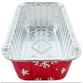 thumbnail image 5 of PACTOGO 2 lb. Disposable Red & Silver Holiday Christmas Snowflake Aluminum Foil Standard Size Loaf/Bread Baking Pans with Clear High Dome Lids (Pack of 6), 5 of 5