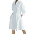 thumbnail image 2 of safuny Women's Knee Length A Line Shirt Dress Polka Floral Turn Down Collar Long Sleeve Dress Elegant Casual High Waist Button Fashion Clearance White M, 2 of 5