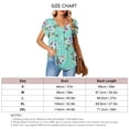 thumbnail image 5 of Camiseta con cuello en V para mujer, mangas cortas de pétalos, espalda plisada, línea media, blusas casuales holgadas, verde menta M, 5 of 5