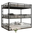 thumbnail image 6 of Queen over Queen over Queen Triple Bunk Bed Frame, Heavy Duty Detachable Bunk Beds for 3, Metal 3 Bunk Beds with Ladder & Guardrail for Teens Adults (Black), 6 of 8