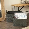 thumbnail image 2 of DecMode 15"W, 14"H Leather Modern Storage Basket, Dark Blue, 2-Piece, 2 of 8