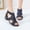 Blue, variant on Latrodar Block Heel Sandals for Women Hiking Sandals Women Running Comfortable Stretch Jeweled Sandals Pull-On Summer Shoes Mid Heel (2"-3") Wide Solid Sandals for Ladies Gifts Womens Gifts