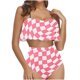 thumbnail image 1 of Bikini de Mujer Trajes de Baño Bikini con Ruffles Conjunto con Sujetador Acolchado Extraíble, Pantalones Cortos de Cintura Alta para la Playa, 1 of 6