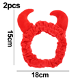 thumbnail image 2 of Devil Horns Facial Headband Face Wash Headband Makeup Cosmetic Shower Soft Hair Band Red, 2 of 5