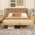 thumbnail image 4 of Gymax Queen Size Bed Frame w/ Rattan Headboard 10 Solid Wood Legs & 12 Wooden Slats, 4 of 10