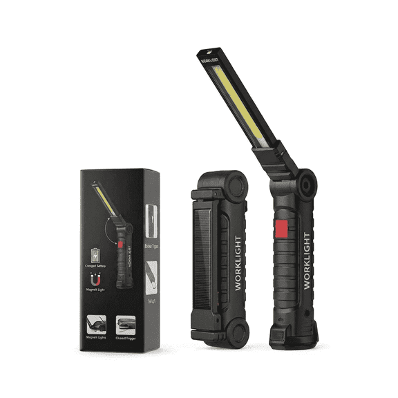 VOLIVO 2 Pack LED Work Light, Rechargeable Work Lights with Magnetic Base, 360° Rotating Head, Portable Work Light for Repairs, Barbecue, Outdoors