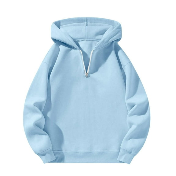 LIJCC Boys Girls Kids Hoodie Solid Color Sweatshirt Half Zip Up Long Sleeve Sweatshirts Baggy Pullover Top Casual Tops(Light Blue,3-4 Years)