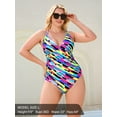 thumbnail image 3 of Ocean Blues Women's V Neck Ruched One Piece Swimsuit Bathing Suits, 3 of 5