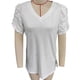 thumbnail image 3 of Camiseta de manga corta abullonada, camiseta de cuello en V para mujer Camiseta de manga corta abullonada para mujer Camiseta de manga abullonada con cuello en V Claridad notable, 3 of 3