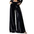 thumbnail image 2 of Mifsaly Women's Velvet Wide Leg Trousers High Waisted Flowy Palazzo Pants Fall Winter Elegant Evening Party Business Casual Outfits with Pockets, 2 of 6