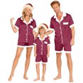 thumbnail image 4 of Conjunto de ropa para el hogar con camiseta de manga corta y pantalones con bolsillos laterales de color liso para padres e hijos, blusa y pantalones de poliéster para Navidad, 4 of 6