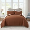 thumbnail image 1 of JML Quilt Set 3 Piece Microfiber Coverlet Shams Set, Soft Lightweight King, Brown, 1 of 6