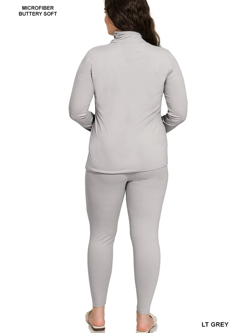 SANA WOMEN'S FITNESS WEAR BRAND ジャージ Zenana Women's Soft Fabric Mock Neck Long Sleeve Top & Leggings