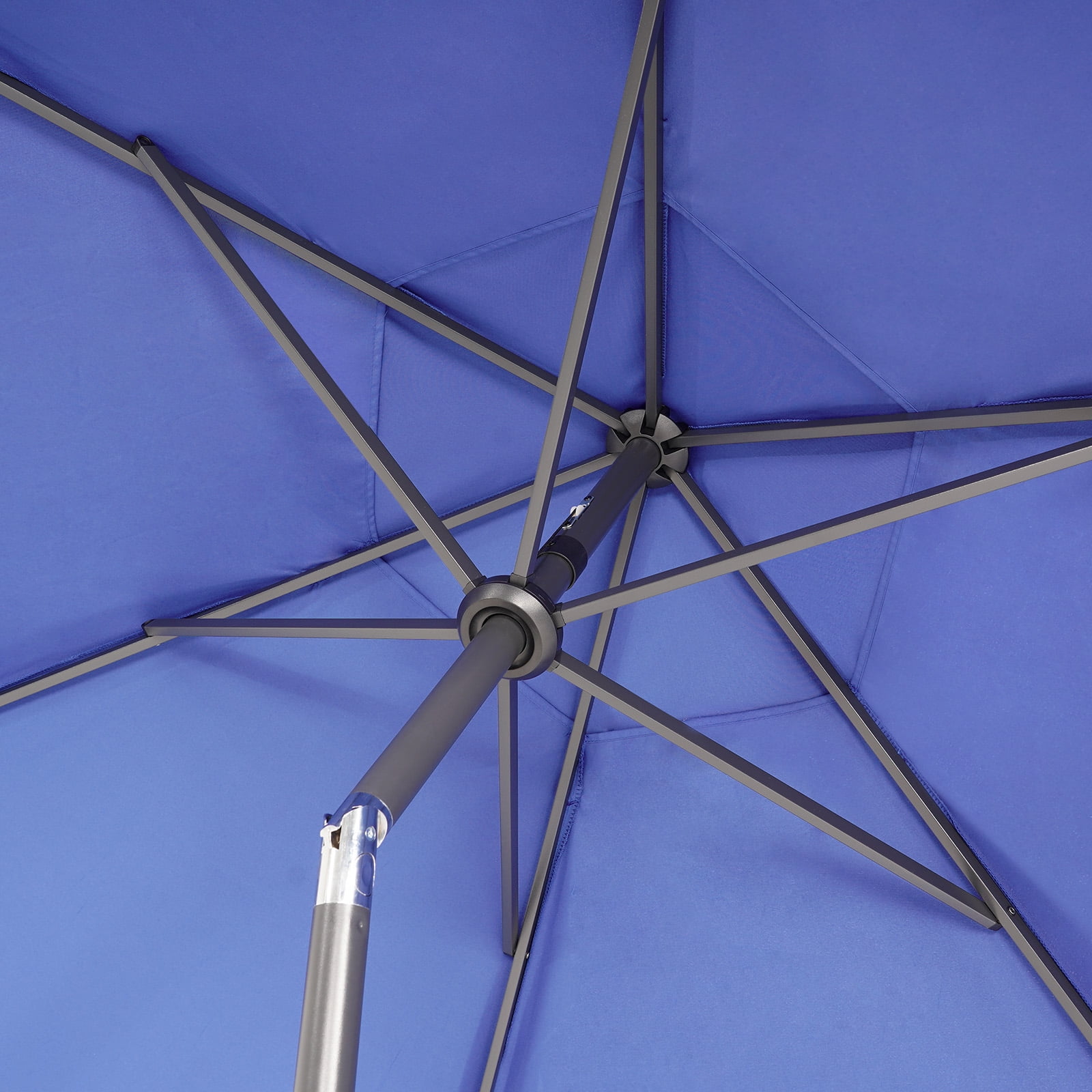 CROWN SHADES 9 Ft Patio Umbrella Polyester Outdoor Umbrella Patented Edge Connection Windproof Design Blue
