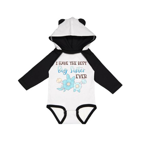 

Inktastic I Have the Best Big Sister Ever with Blue Flowers Gift Baby Boy or Baby Girl Long Sleeve Bodysuit