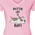 thumbnail image 4 of Inktastic Pittie Life is Ruff Spotted Pit Bull Women's V-Neck T-Shirt, 4 of 5