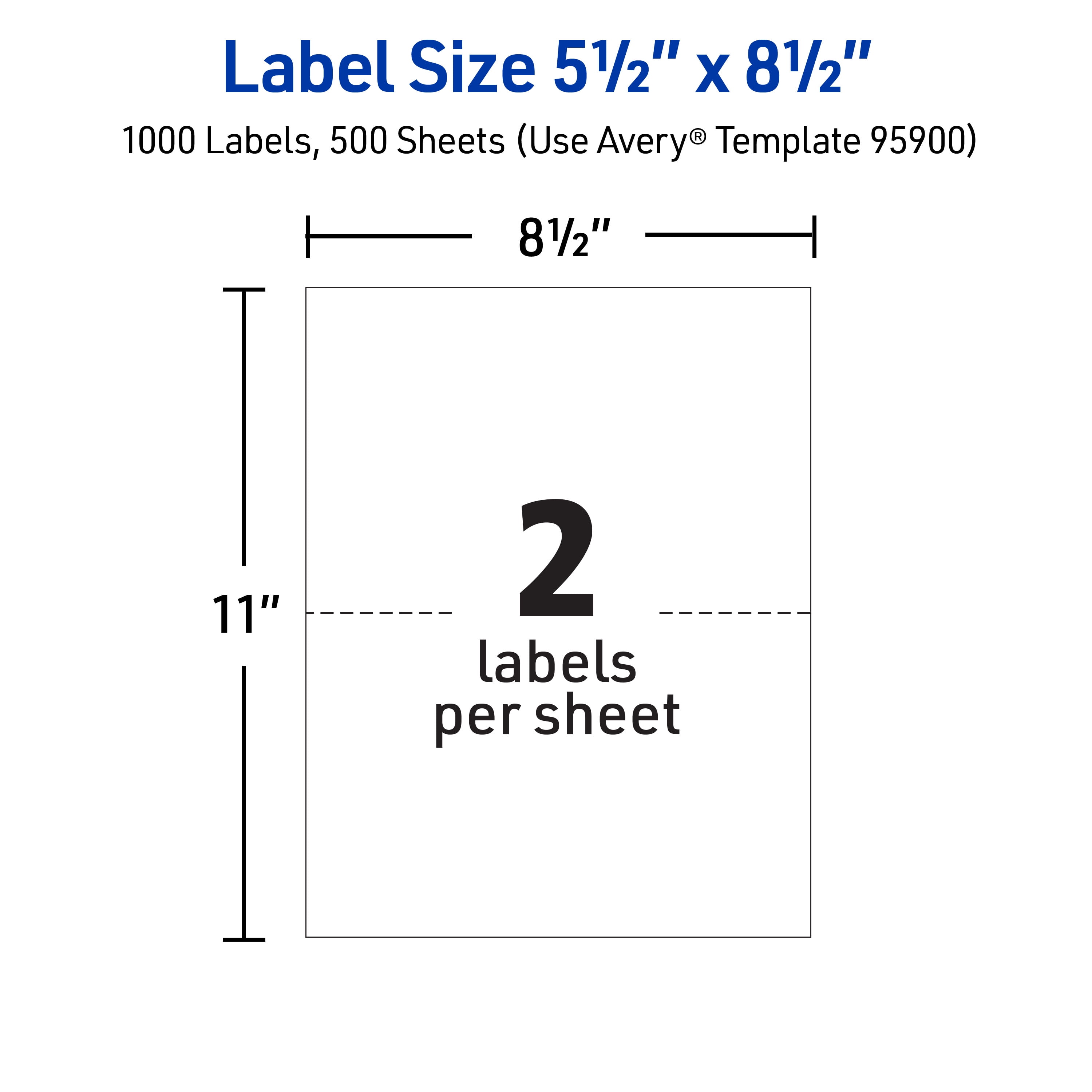 Avery Shipping Labels, 5.5" x 8.5", Laser Printers, 1,000ct (95900)