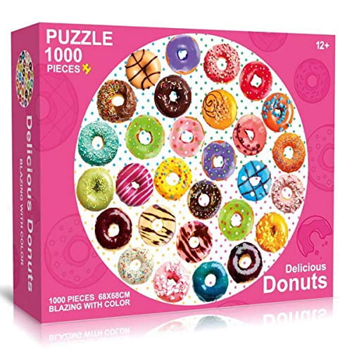 1000 Pieces Jigsaw Puzzle for Adults Jigsaw Puzzles for Adults Large Round Jigsaw Puzzles-Delicious Donuts,Educational Toys Gifts for Adults,Teens and Kids