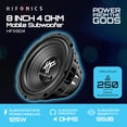 thumbnail image 2 of Hifonics HFX8D4 8" Subwoofer, 250W Max 125W RMS Car & Powersports Speaker, Black, 2 of 14