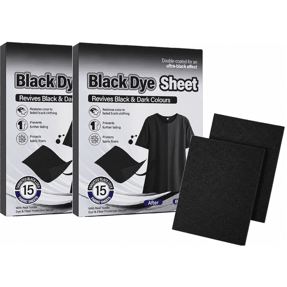Black Clothes Dye, 30 Sheets Natural Black Fabric Dye for Clothing, Blacks Clothes Dyes Sheets for Washing Machines, Long Lasting Blacks Fabric Machine Dyes Sheet, for All Types Fabrics