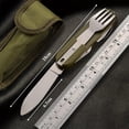 thumbnail image 4 of 7 In 1 Multifunctional Outdoor Tableware Stainless Steel Foldable Fork Spoon Knife Picnic Camping Hiking Travelling Dinnerware GREEN, 4 of 6