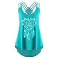 thumbnail image 1 of Grianlook Women Tank Top Sleeveless T Shirts Backless Baggy Vest Scoop Neck Ladies Fashion Strappy Hawaiian Dreamcatcher Print Pink Green XXL, 1 of 7