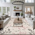 thumbnail image 3 of Pink Grey Botanical Area Rugs 5'x7', Small Throw Rugs for Laundry Room Playroom, Rustic Country Spring Floral Summer Leaf Indoor Outdoor Rug Non-Slip Low Pile Carpet Runner Reversible Floor Mats, 3 of 8