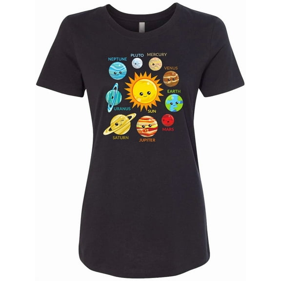 Inktastic Cute Planets, Solar System, Space, Cosmos, Galaxy Women's T-Shirt