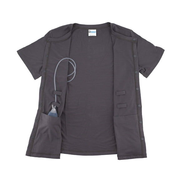 RENOVA MEDICAL WEAR Mastectomy Recovery Shirt (Grey, X-Large)