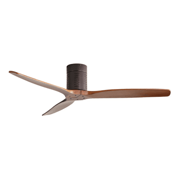 POPFAN 52 Inch Flush Mount Ceiling Fan with 3 Reversible Wood Blades Noiseless DC Motor Ceiling Fan without Light for Bedroom, Living Room (Walnut)