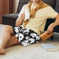 thumbnail image 3 of Haiem Black White Spooky Ghosts Men's Pajama Short with Soft Woven Cotton Elastic Waistband Sleep Short-3X-Large, 3 of 9