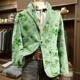 thumbnail image 3 of Nokdvo Men's Valentines Day Dress Blazer Corduroy Lapel Jackets Heart Print Two Button Dress Blazer with Pockets Slim Fit Lightweight Valentines Day Heart Coat,Deep Green 3XL, 3 of 6