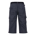 thumbnail image 4 of VNKIDY Men's Cargo Pants Solid Color Cotton Three Quarter Sweatpants With Multiple Pockets Loose Fit Elastic Waisted Cargo Pants Soft Pants, 4 of 8