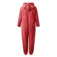 thumbnail image 3 of vdgthytj Girls Fleece Hooded Jumpsuit Cute Ear Fuzzy Winter Warm Rompers Casual Zip up Outfits One-Piece Sleepwear, 3 of 6