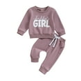 thumbnail image 2 of Musuos Baby Girl 2Pcs Fall Outfits 6 12 18 24M 3T Heart Letter Long Sleeve Print Sweatshirt + Pants Set Toddler Clothes, 2 of 10