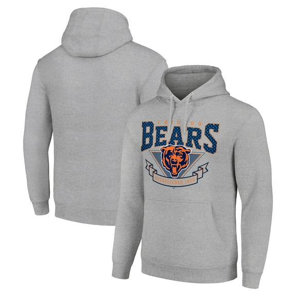 Men's Starter Heather Gray Chicago Bears -80s Inspired Pullover Hoodie
