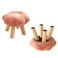 thumbnail image 4 of Small Foot Stool Cute Sunflower Soft Teddy Velvet High Resilience Wooden Footstools for Bedroom Living Room Sofa Pink, 4 of 5