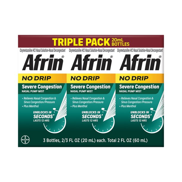 Afrin Original Severe Congestion 12 Hour Pump Mist Nasal Spray 60 ml