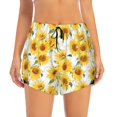 thumbnail image 3 of Uemuo Artistic Marble Pattern Sunflower Pattern Women's Athletic Shorts High Waisted Running Shorts with Liner Pockets Gym Elastic Workout Shorts-, 3 of 9