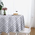 thumbnail image 4 of Round Purple Geometry Tablecloth -Linen Fabric Table Cloth - Washable Reusable Table Cover with Dust-Proof Wrinkle Resistant for Restaurant, Picnic, Indoor and Outdoor Dining 60 Inch X 60 Inch, 4 of 7