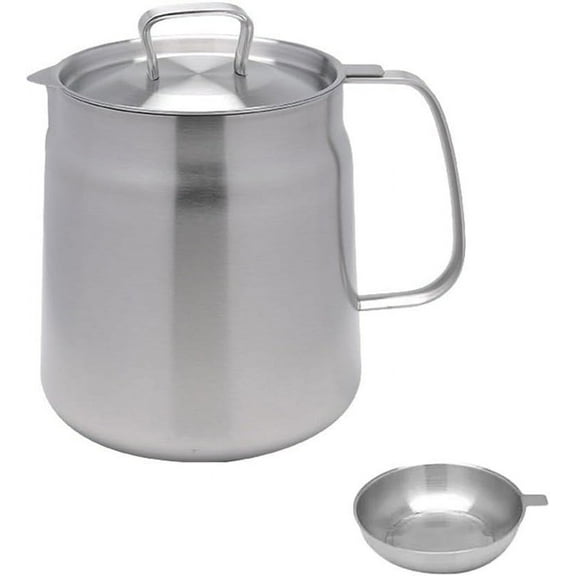 Ashosteey Oil Strainer Pot Grease Can,Stainless Steel Oil Storage Pot for Storing Frying Oil and Cooking Grease,Food Strainer Stainless Steel Oil Storage Container