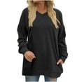 thumbnail image 1 of Yuyuzo Womens Sweatshirts Tops V Neck Long Sleeve Straight Line Pullover Fall Casual Sweatshirt Solid Color, 1 of 6