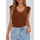 thumbnail image 3 of Remera PRETTYGARDEN Marrón Sin Mangas Cuello en V Volados XL, 3 of 9