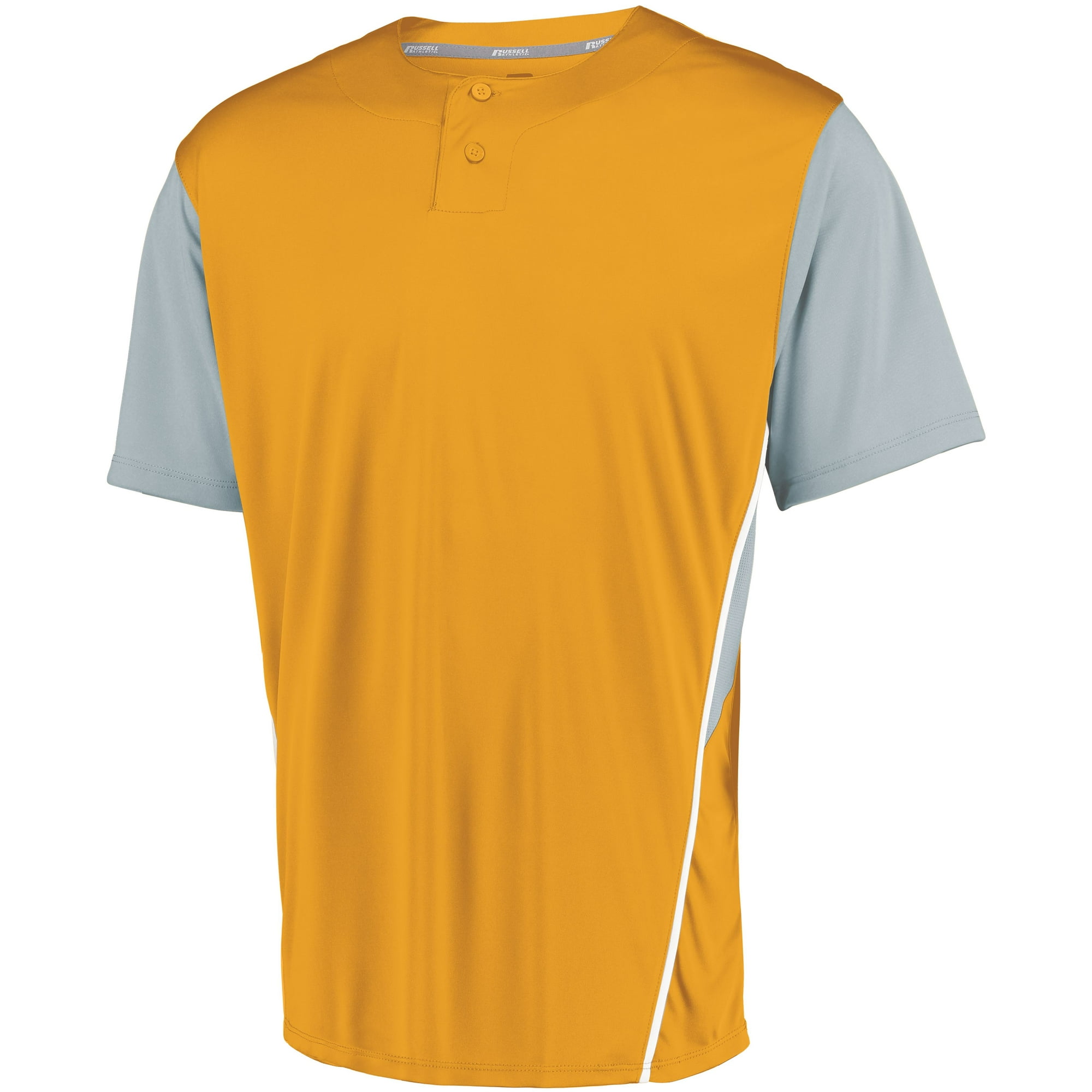 Russell 3R6X2B Youth Two-Button Placket Jersey - GOLD/BASEBALL Grey, M
