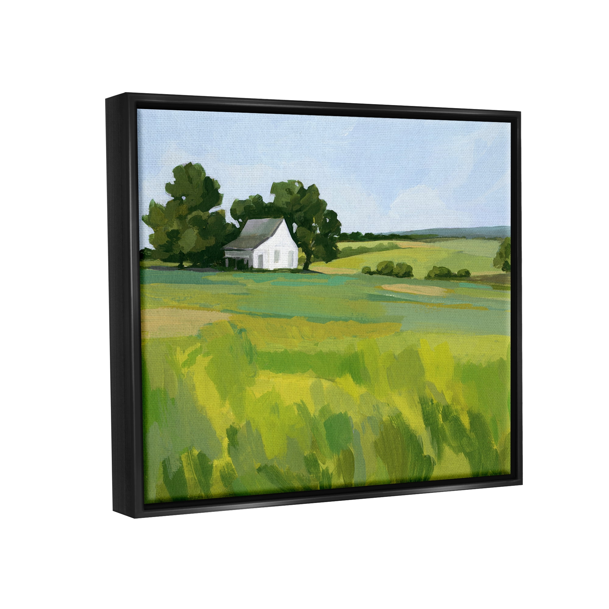 Stupell Rural Barn Abstract Scenery Landscape Painting Black Floater Framed Art Print Wall Art