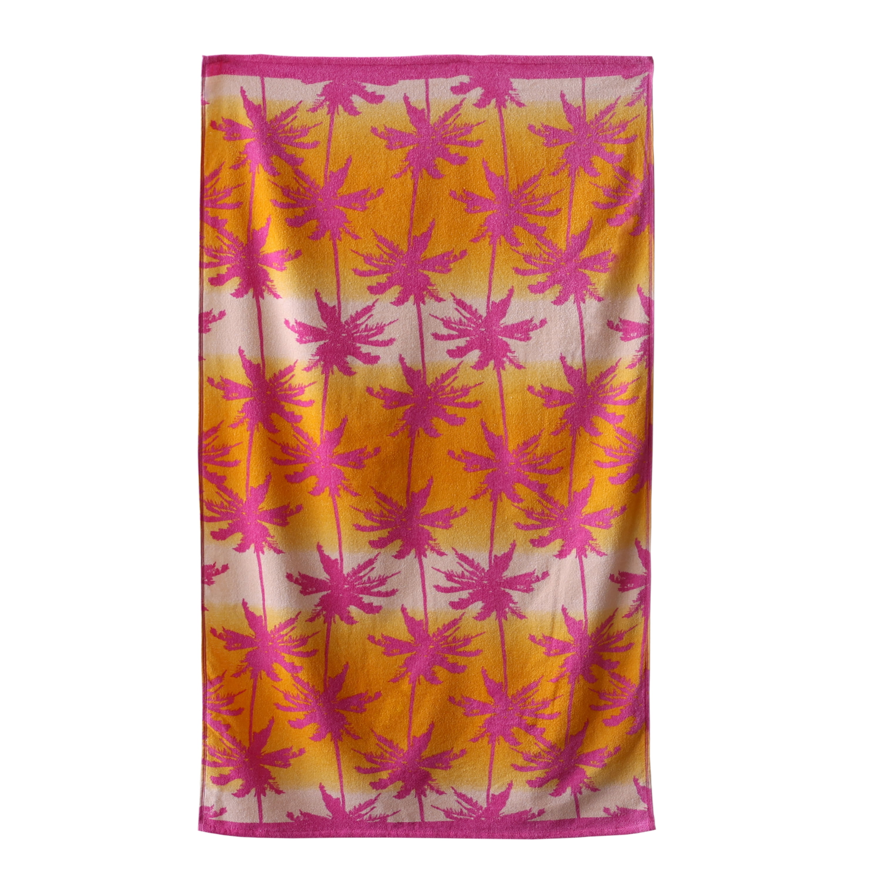Mainstays Velour Beach Towel, Palm Warm, Multi-Color, 28x60