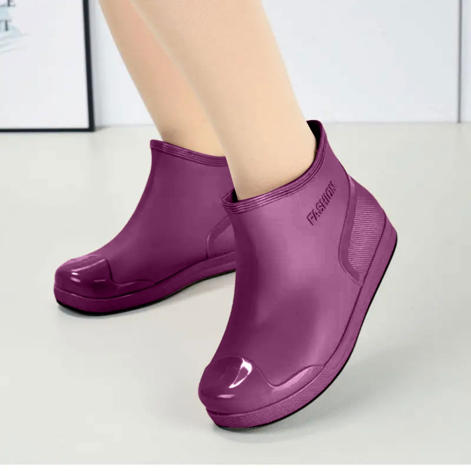 YLYL Women's Fashion Rain Boots Low Cut Short Tube Water Shoes with Non Slip Soles Warm Water Proof Rubber Boots
