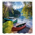 thumbnail image 3 of Ambesonne Scenery Shower Curtain, Bohinj Lake with Boats, 69"Wx70"L, Multicolor, 3 of 3