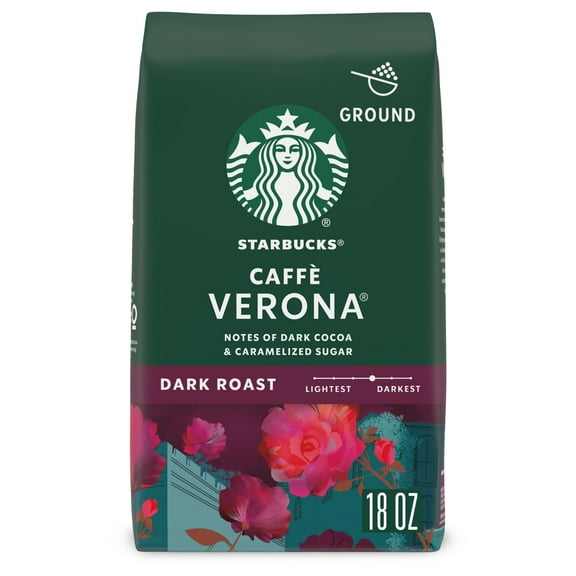 Starbucks Caffè Verona, Ground Coffee, Dark Roast Hot or Iced Coffee, 18 oz